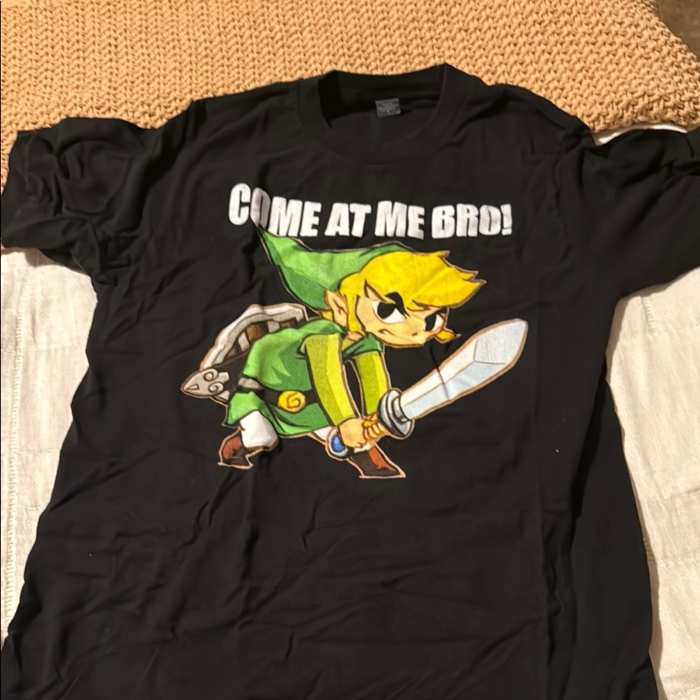 Black Graphic Tee with Cartoon Character